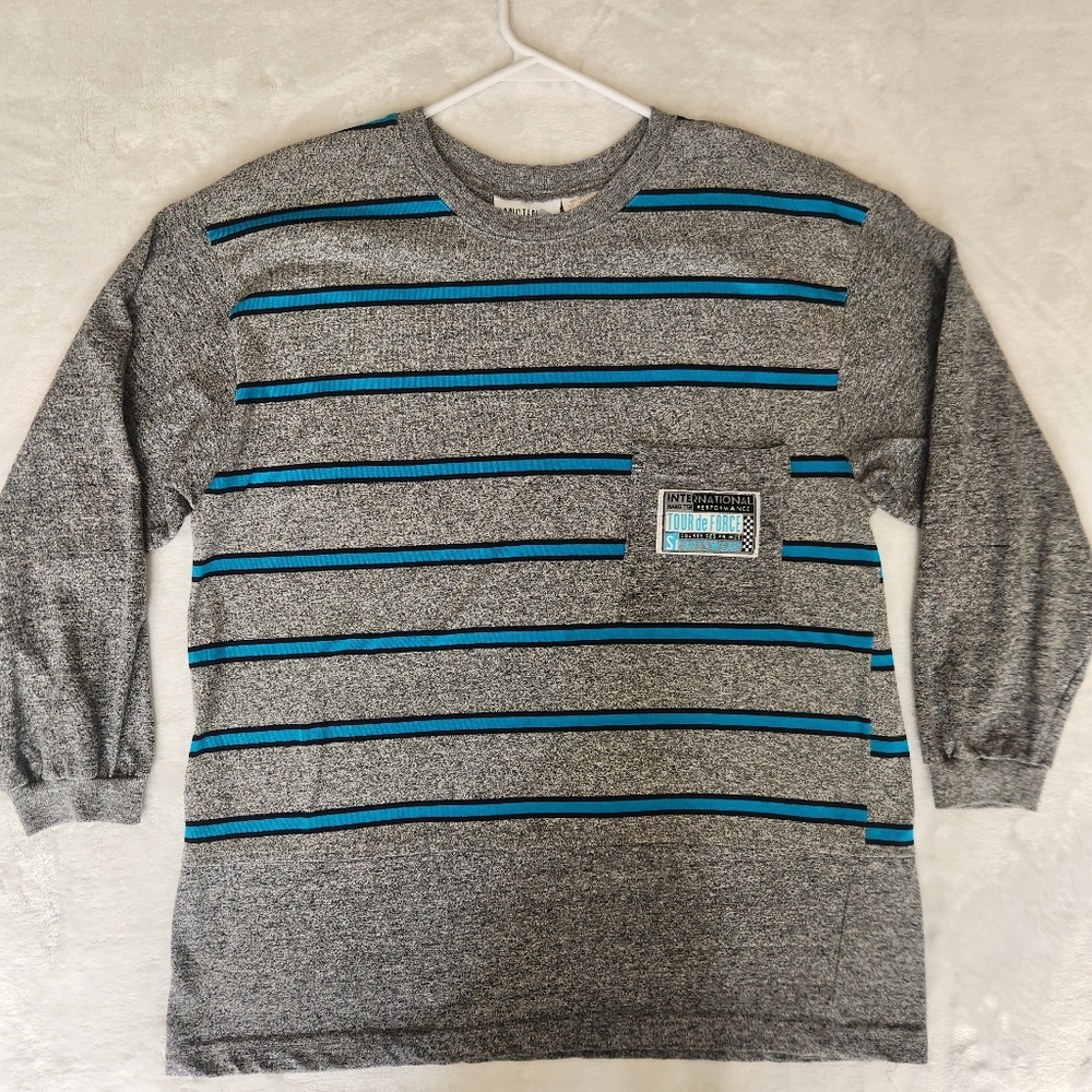 Vintage 1980's Hang Ten‎ Striped Shirt Womens LARGE Made In USA 3/4 Sleeve